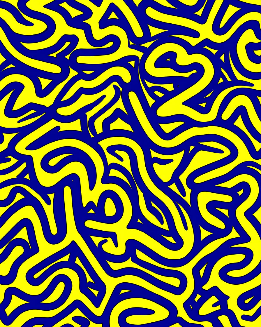 Bold Flowing Blue Yellow Pattern Rug