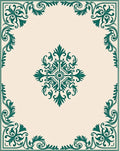 Elegant Teal Floral Medallion Motif Rug