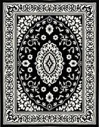 Classic Black White Floral Medallion Rug