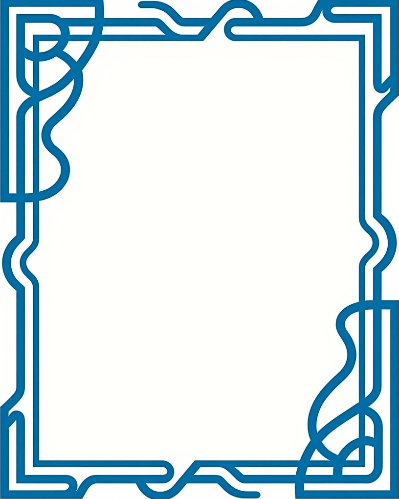 Blue Abstract Swirl Border Rug