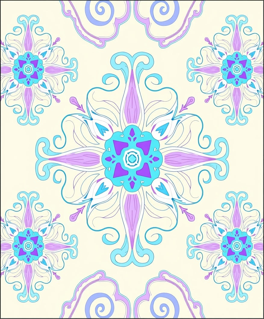 Delicate Floral Swirl Mandala Rug