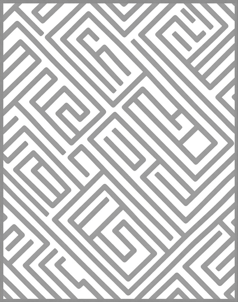 Abstract Grey Maze Pattern Design Rug
