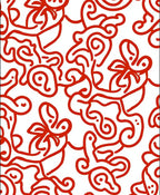 Whimsical Red Line Art Abstract Rug