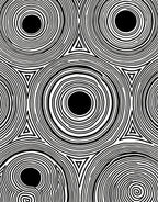 Monochrome Concentric Circles Triangles Pattern Rug
