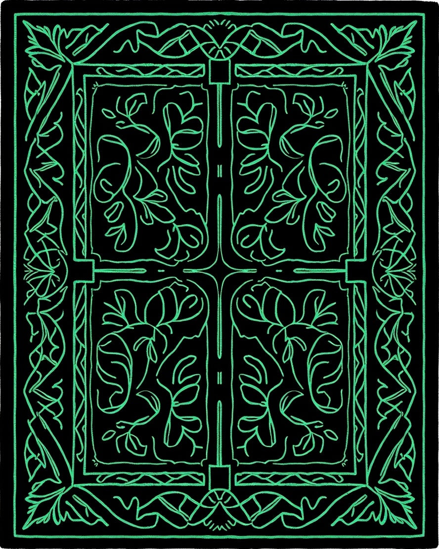 Ornate Floral Vine Abstract Design Rug