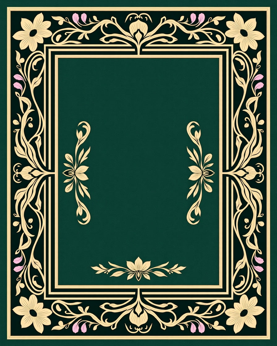 Ornate Floral Border Vine Design Rug