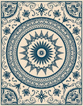 Intricate Floral Sun Mandala Design Rug