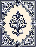 Ornate Floral Damask Design Rug