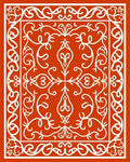 Elegant Red White Ornate Swirl Rug