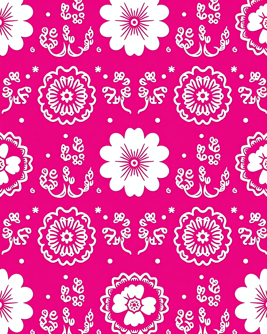 Bold Pink Floral Pattern Rug