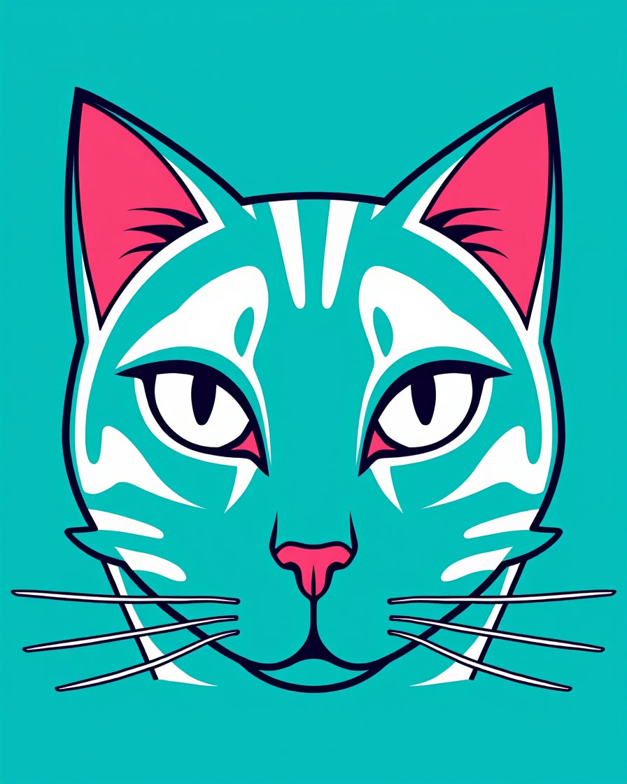 Feline Face Abstract Design Rug