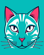 Feline Face Abstract Design Rug