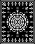 Black White Mandala Floral Pattern Rug