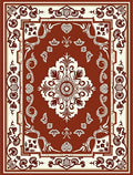 Rich Crimson Floral Inlay Rug