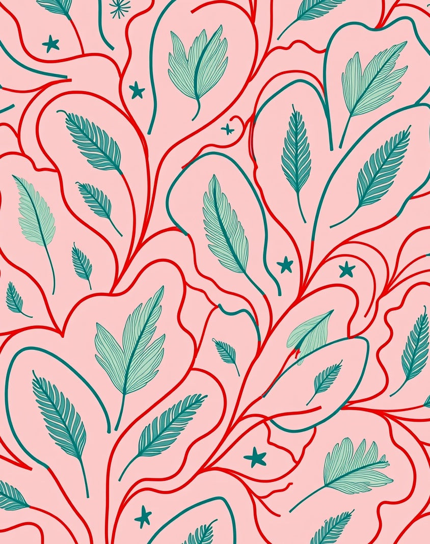 Whimsical Vines Feather Pattern Rug