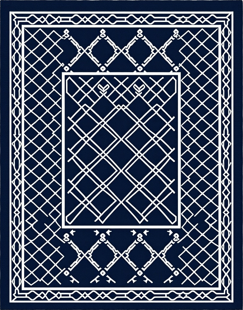 Intricate Geometric Lattice Pattern Rug