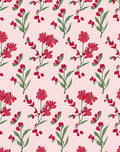 Red Floral Branches On Pink Background Rug