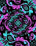 Vibrant Pink Teal Abstract Swirl Pattern Rug