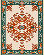 Intricate Floral Medallion Artwork Rug