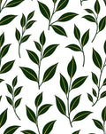 Elegant Dark Green Leaf Pattern Rug