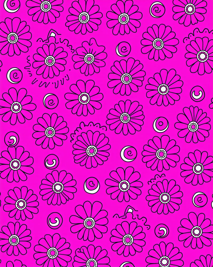 Delicate Pink Flower Swirl Pattern Rug