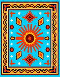 Vibrant Geometric Sun Motif Rug