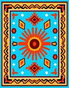 Vibrant Geometric Sun Motif Rug