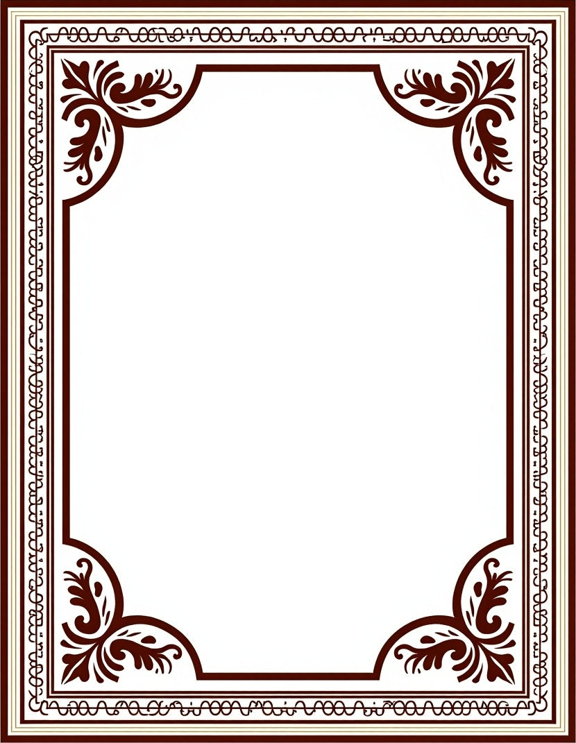 Ornate Flourish Classic Border Design Rug