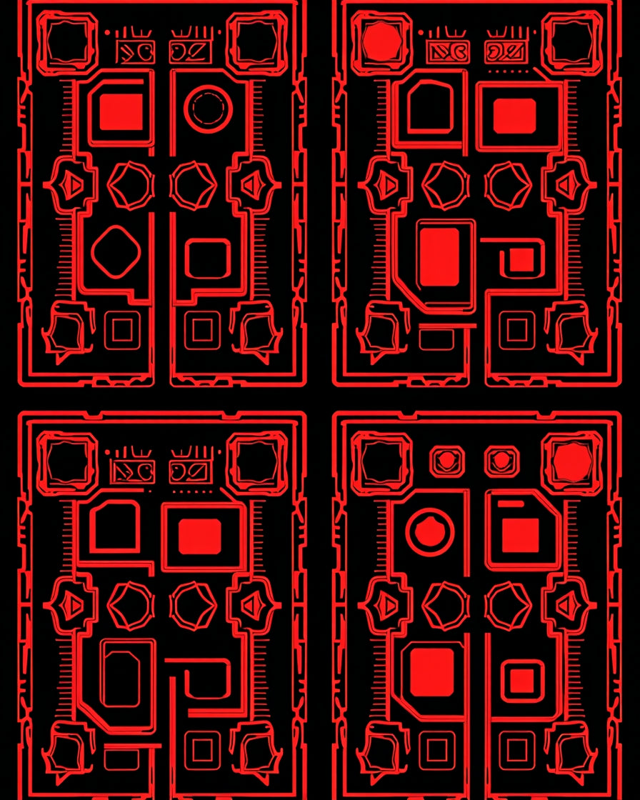 Futuristic Circuit Board Pattern Rug