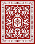 Red White Ornate Floral Pattern Rug