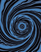 Black Blue Swirling Line Pattern Rug