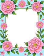 Pink Floral Border Design Rug