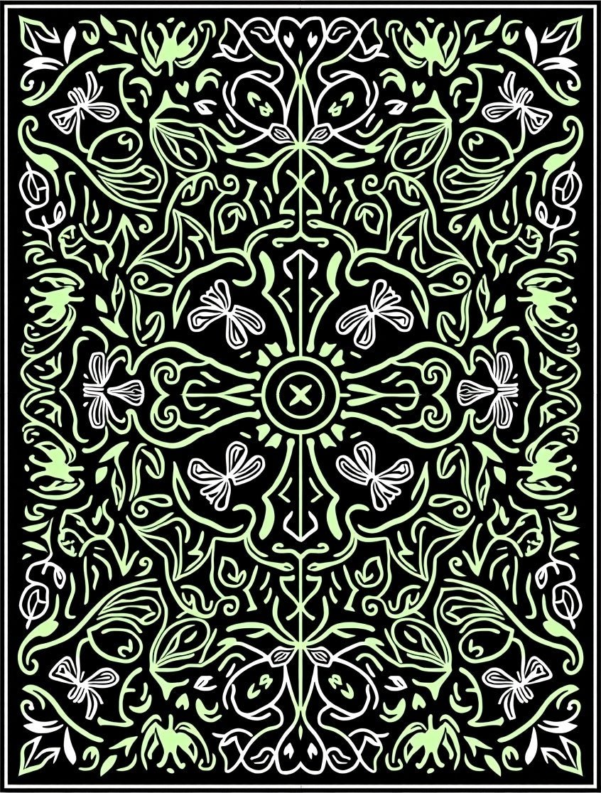 Folk Art Floral Swirl Pattern Rug