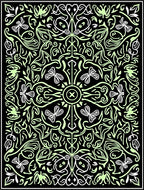 Folk Art Floral Swirl Pattern Rug