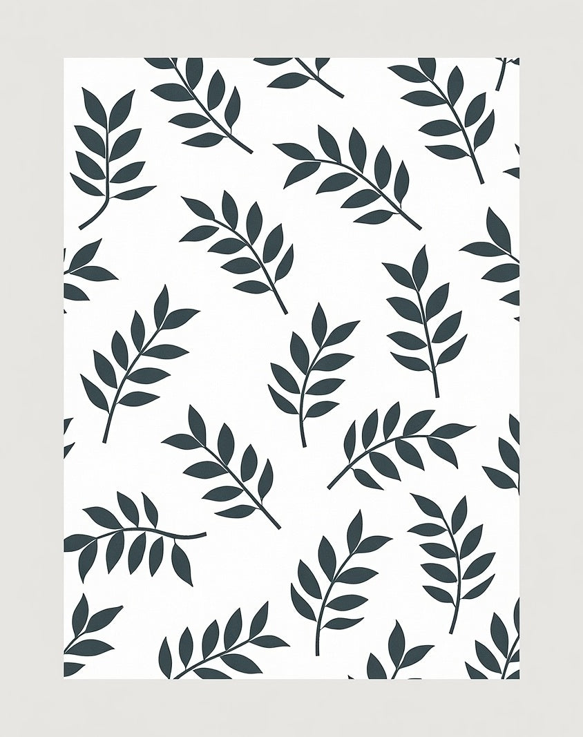 Modern Leaf Patterned Contemporary Rug