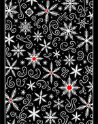 Black White Red Snowflake Swirls Rug