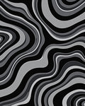 Monochrome Abstract Wave Pattern Rug