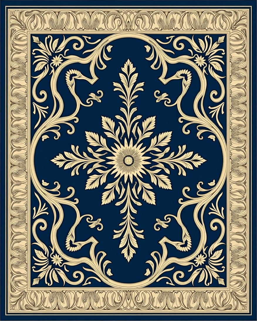 Classic Floral Scroll Pattern Rug