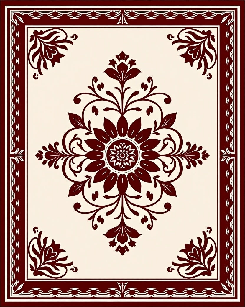 Rich Floral medallion Border Rug