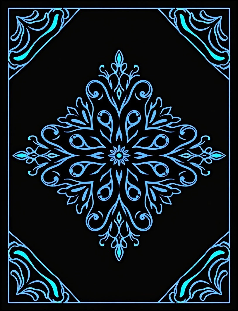 Luminous Blue Floral Mandala Design Rug