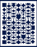 Geometric Abstract Blue White Pattern Rug