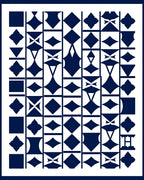 Geometric Abstract Blue White Pattern Rug
