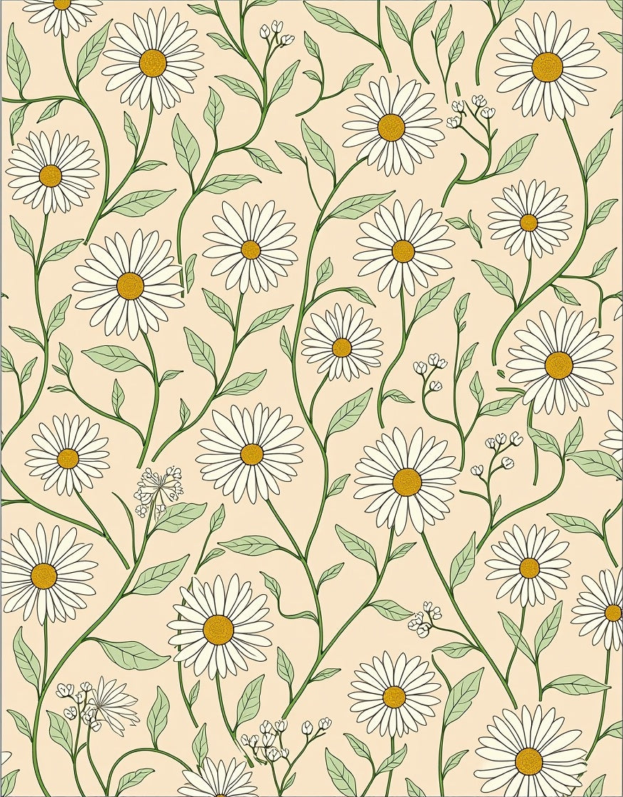 Daisies Botanical Whimsical Pattern Rug