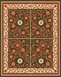 Ornate Floral Vine Tiled Rug