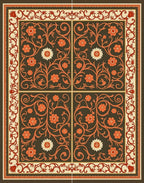 Ornate Floral Vine Tiled Rug