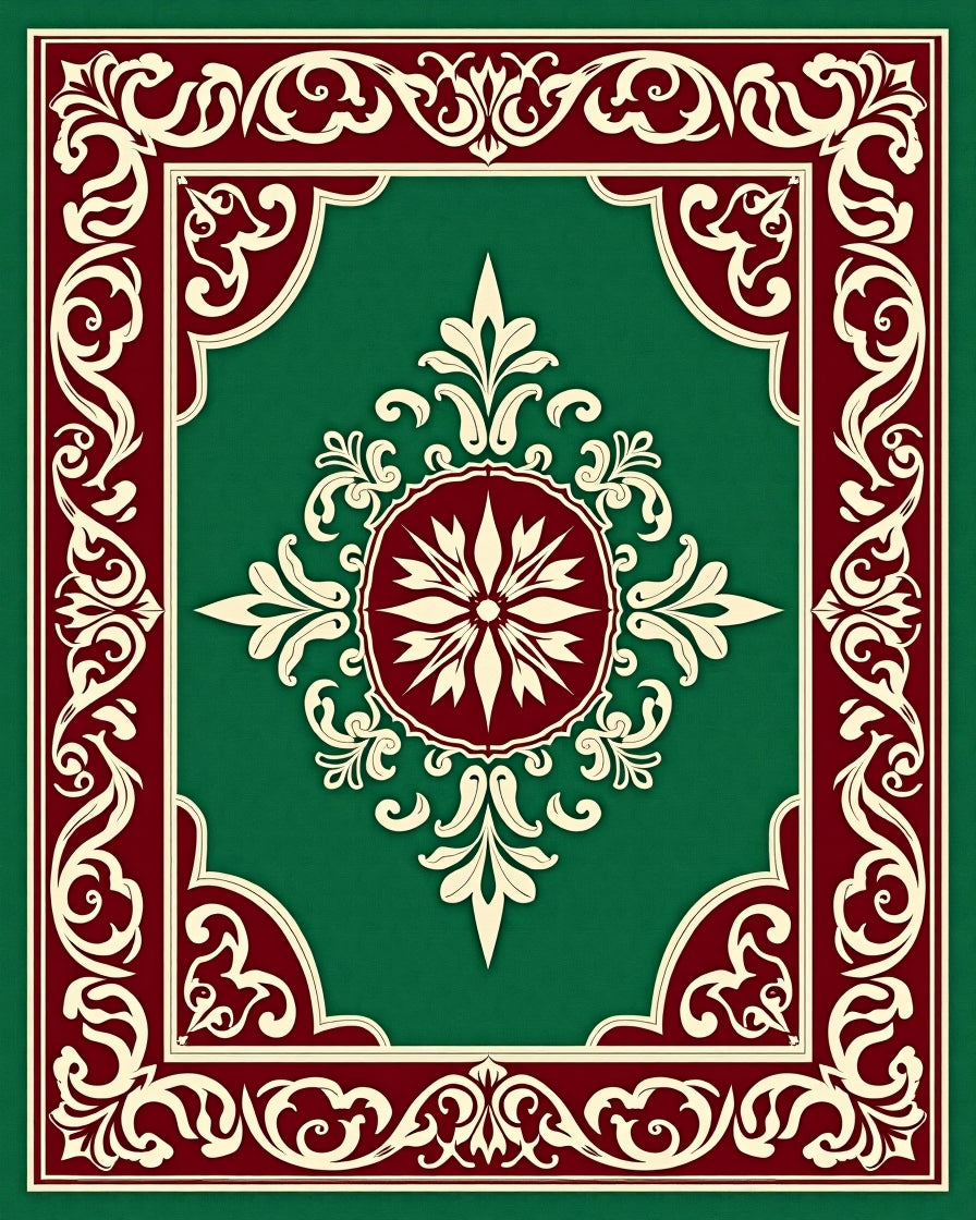 Elegant Crimson Cream Floral Design Rug