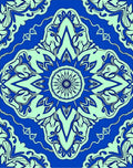 Royal Blue Floral Mandala Pattern Rug