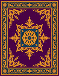 Ornate Gold Floral Medallion Pattern Rug