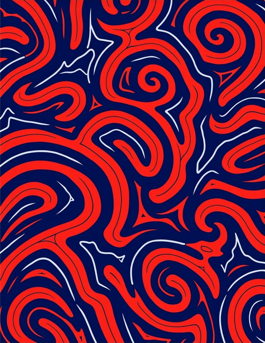 Abstract Swirl Red Blue Pattern Rug