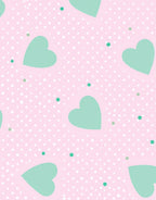Sweet Mint Heart Polka Dot Pattern Rug
